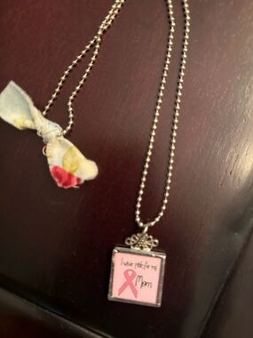 Pink Ribbon Pendant Necklace - Inspirational Breast Cancer Charm